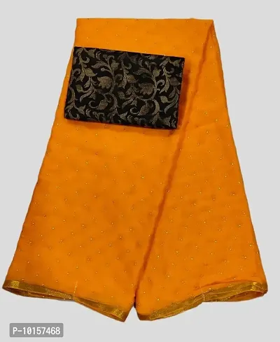 Chiffon Embelllished Saree With Blouse Piece