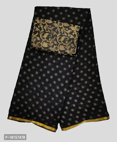 Chiffon Embelllished Saree With Blouse Piece-thumb0