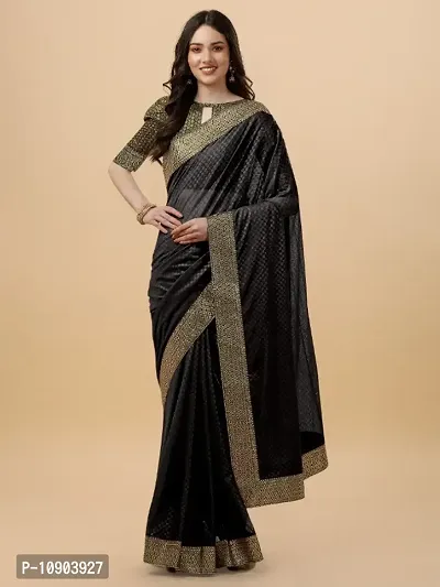 Emboss Lace Border Saree With Blouse Piece-thumb0