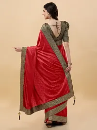 Emboss Lace Border Saree With Blouse Piece-thumb1