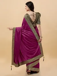 Emboss Lace Border Saree With Blouse Piece-thumb1