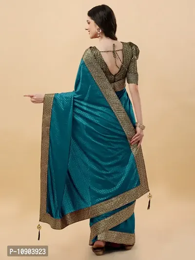 Emboss Lace Border Saree With Blouse Piece-thumb2