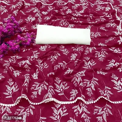 Chiffon Embellished Khadi Print Saree With Blouse Piece