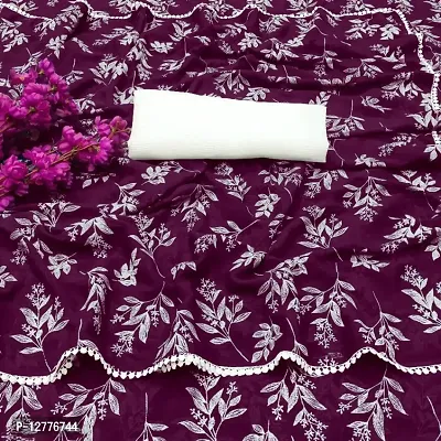 Chiffon Embellished Khadi Print Saree With Blouse Piece-thumb0