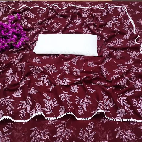 Beautiful Chiffon Saree With Blouse Piece