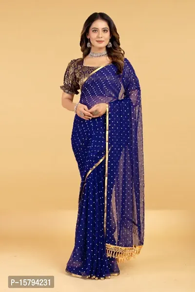 Chiffon Embellished Dewdrop Sequence Jhalar saree With Blouse Piece-thumb0