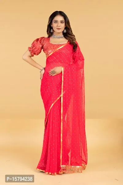 Chiffon Embellished Dewdrop Sequence Jhalar saree With Blouse Piece