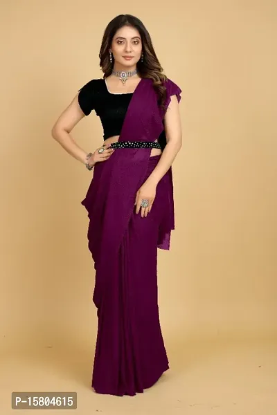 Plain Purple Saree With Embroidered Blouse at Rs.1199/Piece in bidar offer  by Sri Vijaylaxmi Silks