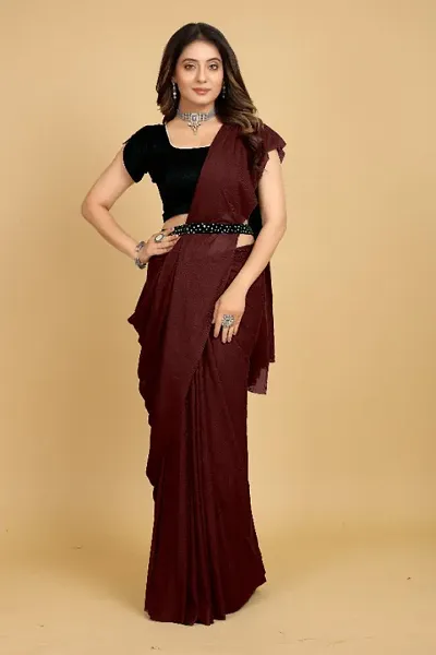 Soft Silk Plain Belt Saree With Blouse Piece