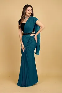 Stylish Teal Silk Blend Solid Saree with Blouse piece For Women-thumb4