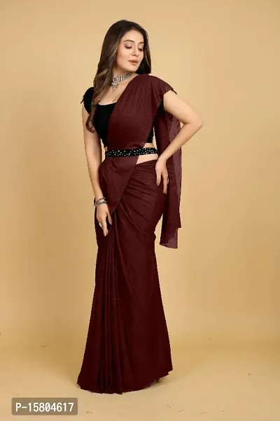 Soft Silk Plain Belt Saree With Blouse Piece-thumb5