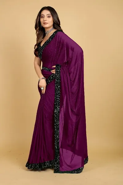 Sequence Embellished Belt Saree With Velvet Blouse Piece