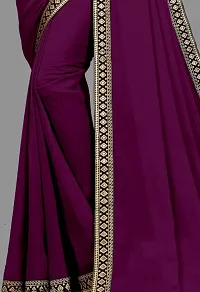 Stylish Wine Silk Blend Lace Border Saree with Blouse piece For Women-thumb2