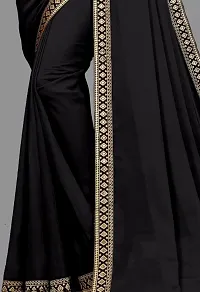 Soft Silk Black Square Lace Saree With Blouse Piece-thumb1