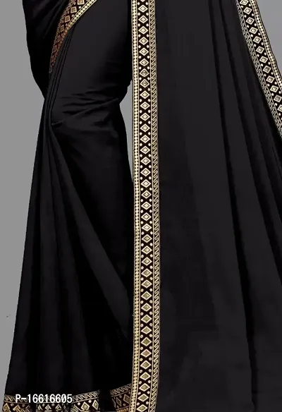 Soft Silk Black Square Lace Saree With Blouse Piece-thumb2