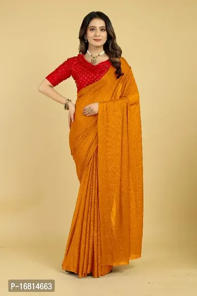 Plain Emboss Silk Blend Saree With Embellished Blouse Piece