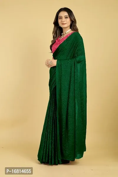 Plain Emboss Silk Blend Saree With Embellished Blouse Piece-thumb4