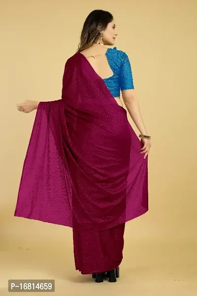 Plain Emboss Silk Blend Saree With Embellished Blouse Piece-thumb3