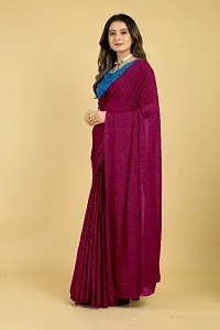 Plain Emboss Silk Blend Saree With Embellished Blouse Piece-thumb3