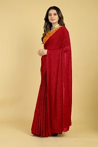 Plain Emboss Silk Blend Saree With Embellished Blouse Piece-thumb3