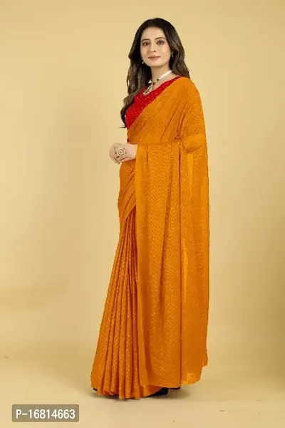 Plain Emboss Silk Blend Saree With Embellished Blouse Piece-thumb4