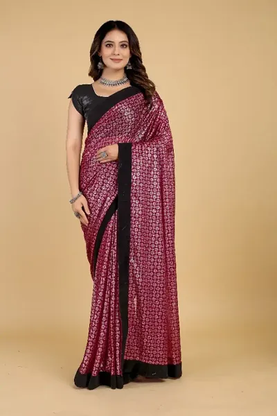 Maroon Satin Silk Saree With Blouse 266364