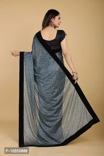 Floral Embellished Black Velvet Lace Saree with Blouse Piece-thumb2
