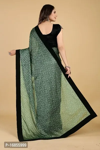 Floral Embellished Black Velvet Lace Saree with Blouse Piece-thumb2