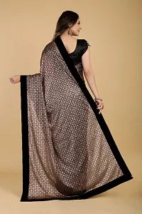 Floral Embellished Black Velvet Lace Saree with Blouse Piece-thumb4