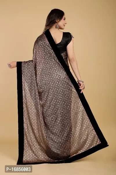 Floral Embellished Black Velvet Lace Saree with Blouse Piece-thumb5