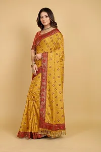 Silk Blend Chunadi Jhalar Saree With Blouse Piece-thumb1