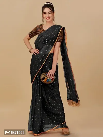 Embellished Sequence Jhalar Saree With Blouse Piece