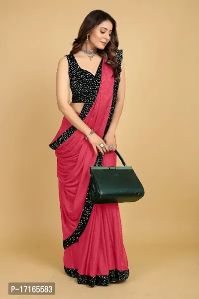 Stylish Pink Silk Blend Sequinned Saree with Blouse piece For Women