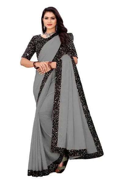 Chiffon Sequined Border Sarees With Blouse Piece