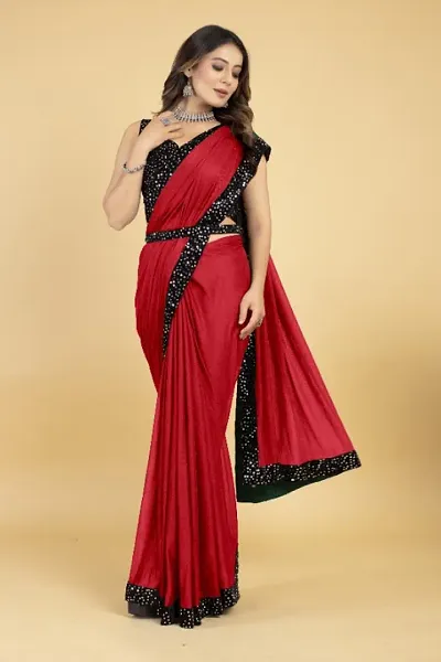 Fancy Silk Blend Saree With Blouse Piece For Women