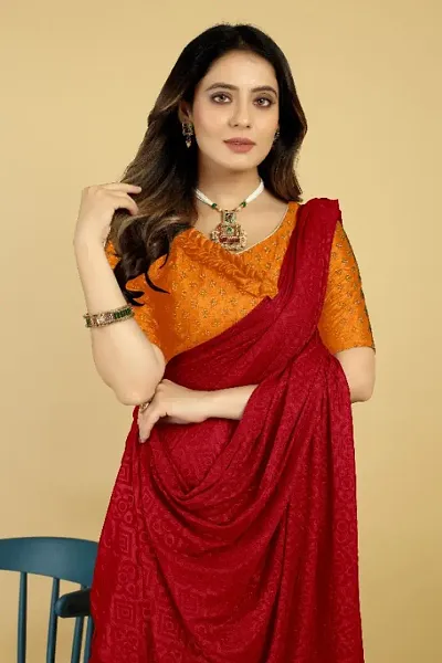 Solid Lycra Sarees with Blouse Piece