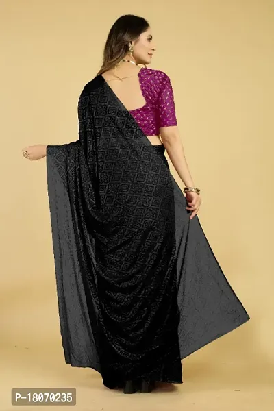 Emboss Bandhani Plain Saree With Blouse Piece-thumb2