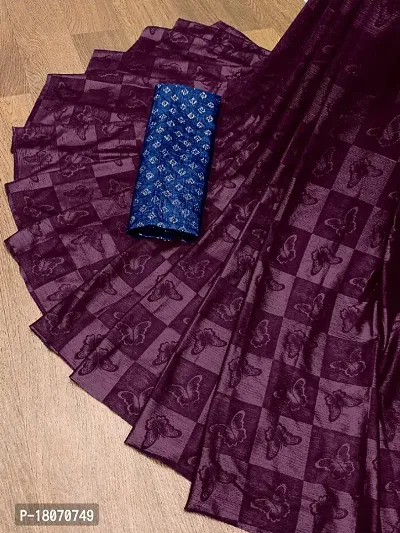 Butterfly Emboss Saree With Embellished Blouse