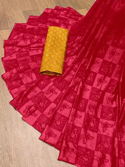 Butterfly Emboss Sarees With Embellished Blouse