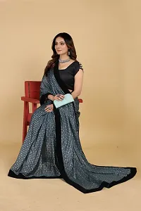 Floral Embellished Black Velvet Lace Saree with Blouse Piece-thumb3