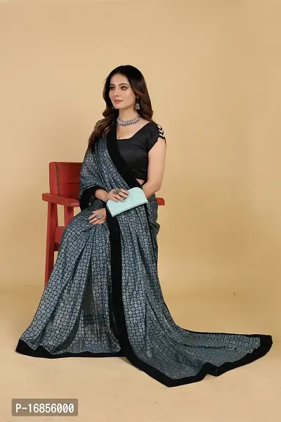 Floral Embellished Black Velvet Lace Saree with Blouse Piece-thumb4