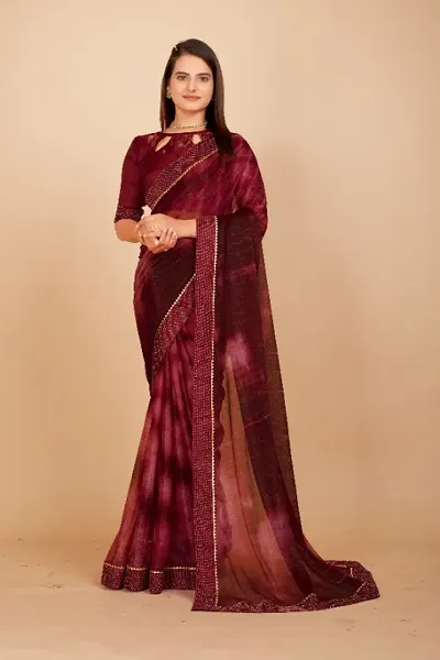 Lycra Dyed Sarees With Blouse Piece