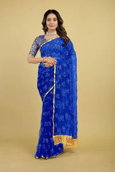 Floral Embellished Jhalar Saree With Blouse Piece