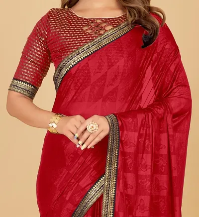 Butterfly Embossed Saree With Blouse Piece