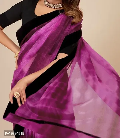 Tie Dye Lycra Silk Blend Saree With Black Blouse Piece