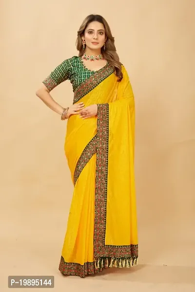 Silk Blend Embossed Saree With Blouse Piece-thumb0