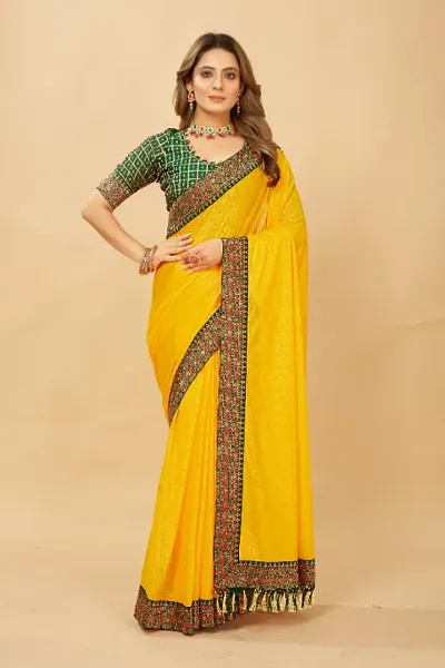 Silk Blend Embossed Sarees With Blouse Piece