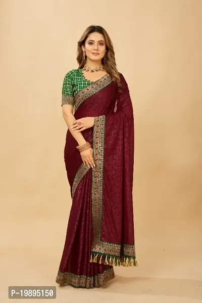 Silk Blend Embossed Saree With Blouse Piece