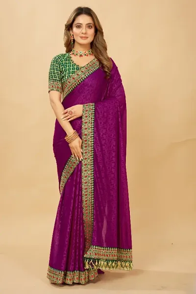 Silk Blend Embossed Saree With Blouse Piece