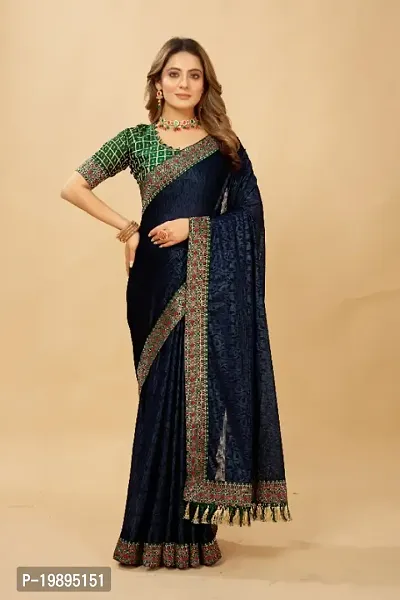 Silk Blend Embossed Saree With Blouse Piece